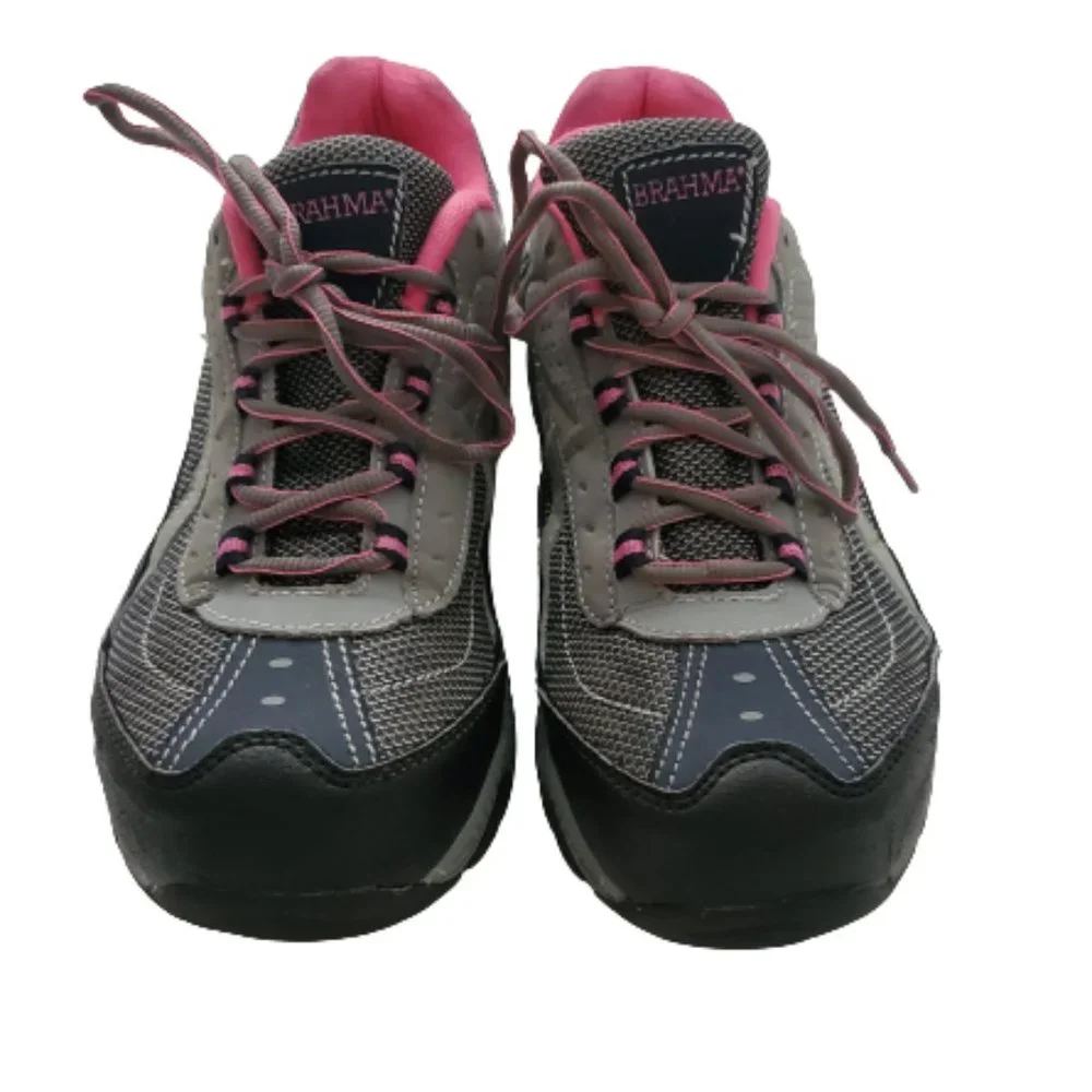Brahma Women's Sarah Steel Toe Low Work Safety Shoe Gray/Pink Size USA 10 - Picture 2 of 11